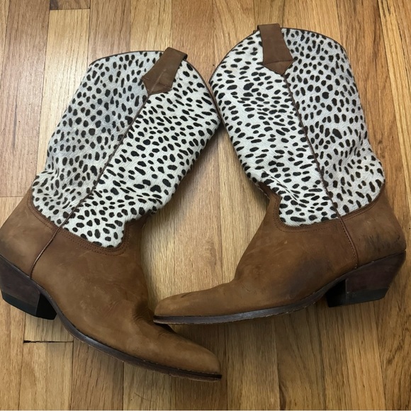 Cheetah Print Suede Cowboy Boots Guess By Georges Marciano - Picture 1 of 9